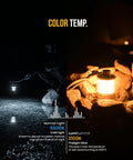 Comparison of cold 6500K light and warm 2100K glow from Vintage Aluminum Camping Lantern With Dimmable 2100K Warm Glow Handcrafted Alloy USB C Power 72 Hour Runtime IPX4 Waterproof Built For Hiking Backpacking And Glamping The Ultimate Outdoor Vibe Light