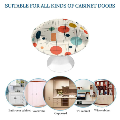Top Notch Modern Mid Century Round Cabinet Knobs With Included Screws For Kitchen Drawers And Furniture Slick Hardware Upgrade No Sweat Easy Setup Set Of Two decorative round knob with colorful patterns for cabinet doors.