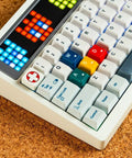 Slick 65 Percent Wireless Mechanical Keyboard With Buttery Smooth Keys And Dope Hot Swap Support Featuring Tri Mode Connectivity Custom Led Display Super Chill Typing Vibes For PC And Mac Gaming Rig In Cloud White Color close-up with colorful keys and customizable LED display.