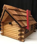 Handmade Rural Mailbox With Flag And Cedar Roof Log Cabin Style, Built Tough Handcrafted Wood Mailbox With Real Cedar Shingle Roof