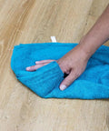 Hand using Blue Virgin Huck Cotton Rags 25 Inch By 16 Inch Lint Free Cleaning Cloths, 50 Pound Box, Workhorse Wipe Down Rags for auto shop
