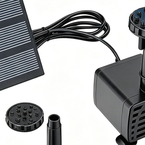 Sun Powered Pond Pump Kit With 1.5W Silent Motor, 200L High Flow Rate, Outdoor Fountain System components close-up