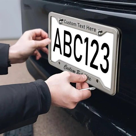 Installation of Custom Aluminum License Plate Frame For Front Or Rear, Rust Proof Car Plate Holder In Black, Heavy Duty