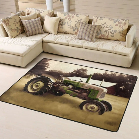 Area Rug 63x48 Inch Soft Cozy Non Slip Floor Mat For Living Room Modern Doormat With Old Tractor Photo Farm Design Easy Care