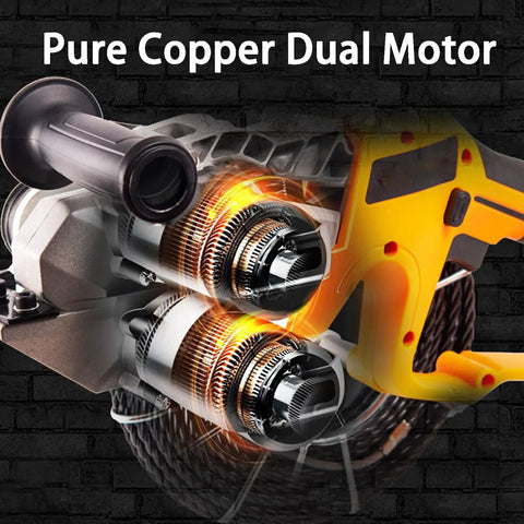 Cordless Wire Threading Tool With Lithium Battery Dual Motor Stringing Machine showing dual copper motors for wiring tasks.