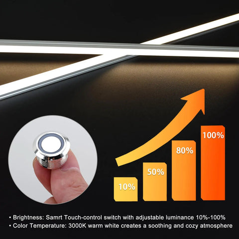 8 Pack Recessed Linear LED Strip Light Kit 200 Inches Total Length 3000K Warm White With Touch Control brightness levels