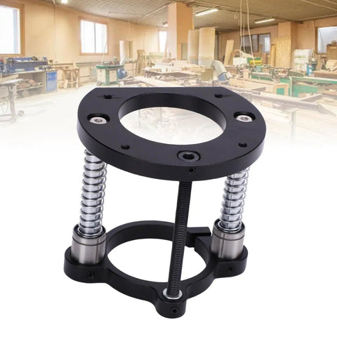 Aluminum Router Lift Base With Two Jaw Clamping Manual Lifting System And Crank Handle For 64-66mm with spring rods