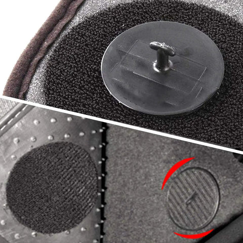 BMW Floor Mat Fasteners 4 Pack Replacement Clips with T Hook Anchors for velour carpet showing secure fit installation.