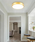 Close To Ceiling LED Flush Mount Light 12 Inch 24W With 5 CCTs Natural Light in modern hallway ceiling.