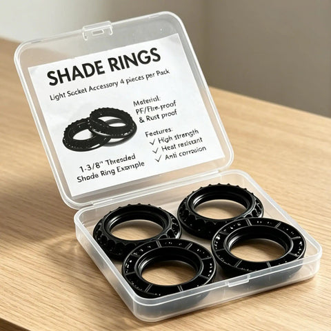 Grab This 4 Pack Lamp Shade Retaining Rings For Your Home Glow Up, Fits E26 Threaded Holders Perfectly with display case.