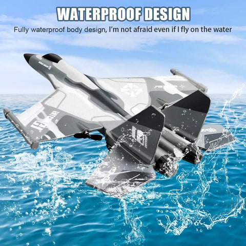 F22 Stealth RC Plane Raptor Remote Control Aircraft With 3 Channel Stunt Modes Xpilot Stabilization floating on water