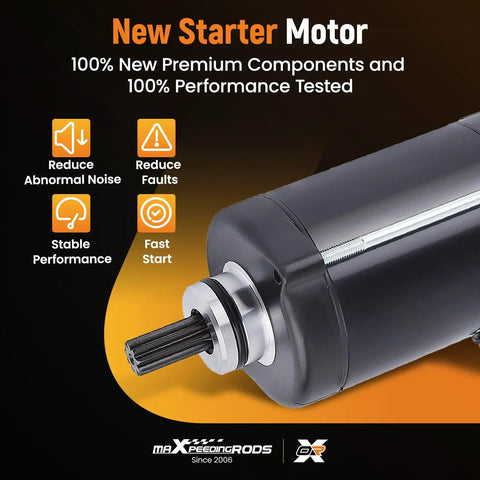 Go-To Starter Motor 6D3-81800-00-00 For Yamaha WaveRunner VX close-up showing smooth casing and 9-tooth pinion gear.