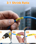 No Sweat Heat Shrink Tube Labels Compatible With Dymo 18052 Printers 3 Pack Quarter Inch black on yellow cable marker on wire