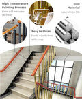 Heavy Duty Metal Staircase Balusters Side Mount Railing Kit Hella Sturdy Iron Posts With Fresh Gold Coating and Full Height Adjustments For Decks Porches Lofts And Steps Game Changing Install Includes Twenty 48 Inch Bars on stairway.