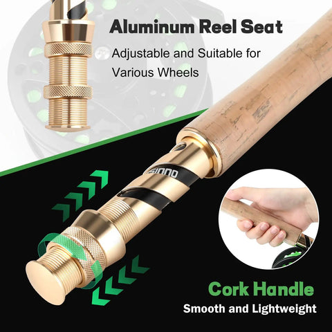 4 Piece Lightweight Nine Foot Graphite Fly Rod And Reel Combo Five Six Weight Starter Kit cork handle and aluminum reel seat