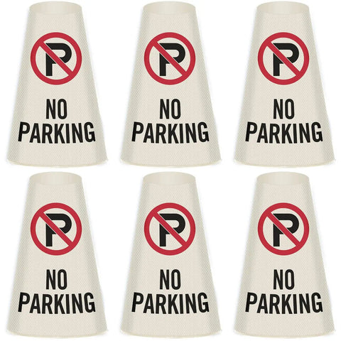 No Parking Reflective Cone Sleeve 6-Pack Turns Any Cone Into A Portable Sign With 360 Degree Visibility And 3-Side Print
