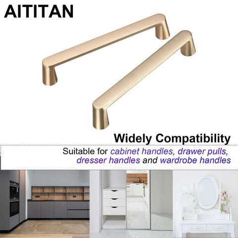 Brushed Brass Cabinet Pulls 7 Inch Length 6.3 Inch Center To Center Gold Handles For Cabinets And Dressers Ten Pack