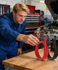 Mechanic inspecting Flexible Heavy Duty Battery Cable Connector And Extension Wire for truck marine golf cart motorcycle use