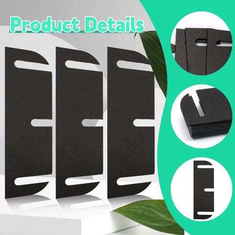 10 Pack Black Door Hinge Shims, 3.5 Inch Spacers, Trimable to Eliminate Gaps and Sticking Doors, 0.04 Inch Thick, displayed