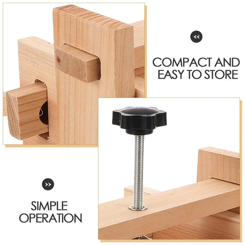 Wooden Tofu Press Mold Kit For DIY Homemade Tofu Making, 13x17x9.5cm, screw mechanism and compact features visible