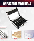 5 Piece Countersink Drill Bit Set With 82 Degree Counter Sink in aluminum carry case, showing suitable materials: aluminum, timber, plastic.