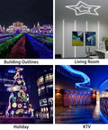 Neon Flex LED Light Strip Dope Double Sided Silicone Neon For Indoor Outdoor Signs 50ft 15m 110 To 120V AC IP65 Waterproof used for building outlines, living room decor, holiday tree, and KTV lighting
