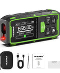 Dual Laser Distance Meter Pro Grade With 656ft Range Rechargeable Angled Sensor Magnetic Back For Easy Bilateral Measurements In Rooms And Jobsites With Long Battery Life And 5 Year Warranty, with case and accessories