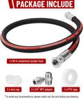 Package contents of 60 Inch Air Compressor Jumper Hose Kit With Three Quarter Inch NPT Swivel Ends Durable Three Layer Rubber