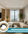 VIAPUICE GU10 Recessed Lighting Trims 2.1" Aperture with Spring Clip 2 Pcs installed in a modern living room ceiling.