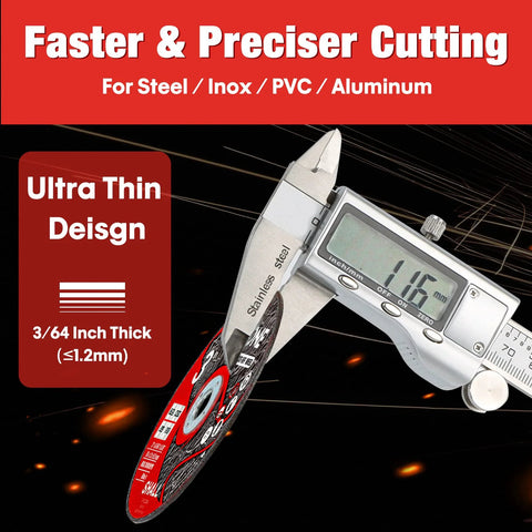 Shall 25-pack 3-inch cut-off wheels, 3/8-inch arbor, 3/64-inch thick; ultra-thin discs for steel, inox, PVC.