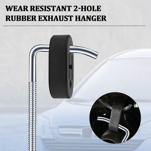 Heavy Duty 2.5 Inch Exhaust Clamp Kit With Rod And Rubber Hangers For Fixing Muffler Pipes Reduce Engine Noice On Cars And Trucks Essential Auto Parts rubber exhaust hanger with metal rod on car