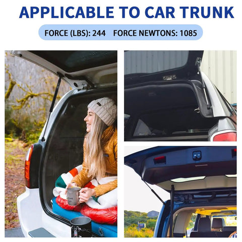 Premium Heavy Duty Liftgate Struts For 2007 To 2014 Chevy Tahoe Yukon Suburban Escalade showing trunk with open hatch.