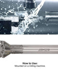 25mm dovetail milling cutter in dual view; 6-flute carbide end mill on straight shank for ferrous and nonferrous metals