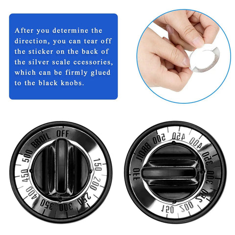 Universal Electric Range Knob Kit Replacement For Ovens And Stoves KN002 RKE fits Whirlpool gas stoves with guide label inlay