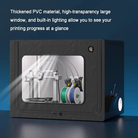 Heavy Duty 3D Printer Enclosure With LED Light Filament Dryer Dust Cover showing high transparency window and interior printer