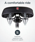 Casual Cruising Retro Styled Springer Bike Seat With Quilted Soft Padding visible from underneath showing spring suspension.