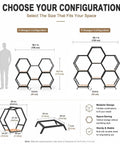 Dope Hexagon Room Divider Shelf With Modular Open Storage Industrial Freestanding Display Bookcase size options diagram