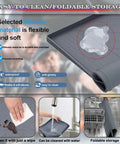 27 Inch By 27 Inch Silicone Drip Tray Mat With Raised Edge For Garage and Driveway Protects Floors From Oil Leaks Non Slip Non Splatter Grey Floor Saver Pad For Auto And Home Use With Waterproof Odorless Silicone And Heat Resistant Construction showing flexible and easy-to-clean features with water and oil spills.