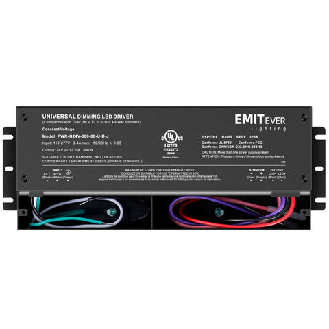 Beefy Dimmable LED Driver 300W AC 110 to 277V Input DC 24V Output Five In One Dimming ELV MLV Triac 0 to 10V 1 to 10V PWM Potentiometer IP67 Waterproof UL Listed front view