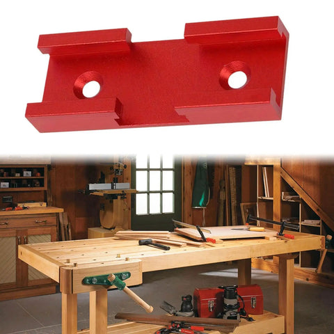 Red T Shape Track Cross Connector for Router Table Intersection Slot Jig Profile Double Cut Woodworking Tool in workshop