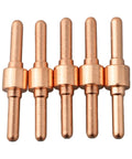 5 copper plasma cutter electrodes from 60-Piece Plasma Cutter Consumables Kit Fits PT-31 CT312 Cut 50 50A for pro jobs.