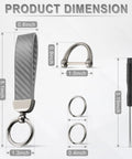 Dimensions of Premium Genuine Leather Car Keychain Featuring Slick Carbon Fiber Wrap And Anti Lost D Ring, showing size details.