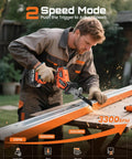Man using Beast Of A Cordless Reciprocating Saw With 8 Blades, Dual 4000mAh Batteries on metal, showcasing 3300 RPM speed.