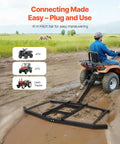 Tow Behind Drag Harrow 74 Inch Wide Driveway Grader Built Tough From Q235 Steel Adjustable Bars With Pin Hitch in mud with ATV