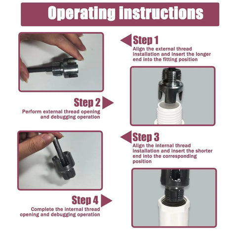 DIY Ready PVC Pipe Threader Kit With Half Inch Three Quarter Inch And One Inch NPT Dies assembly instructions