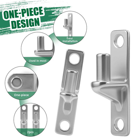 2 pack stainless steel gate hinges with 5/8 inch pins, rust-resistant, easy installation, one-piece design for heavy duty use