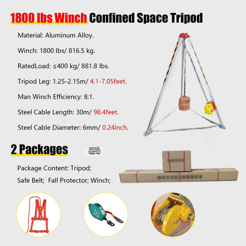 Hardcore Aluminum Confined Space Tripod Kit With Winch For Tight Squeeze Manhole Rescues Includes Fall Arrester Harness Legit Rescue Gear Built Different To Lift Crew Straight Down Sewer Tunnels No Sweat Guaranteed
