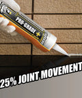 Pro Grade Siliconized Acrylic Water Based Caulk In Slate Gray being applied on a seam for effective waterproof sealing.