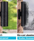 Exterior Up Down Outdoor Wall Lights With Remote Control RGB Color Changing 1200 Lumen Warm White 3000K weatherproof IP65 rated