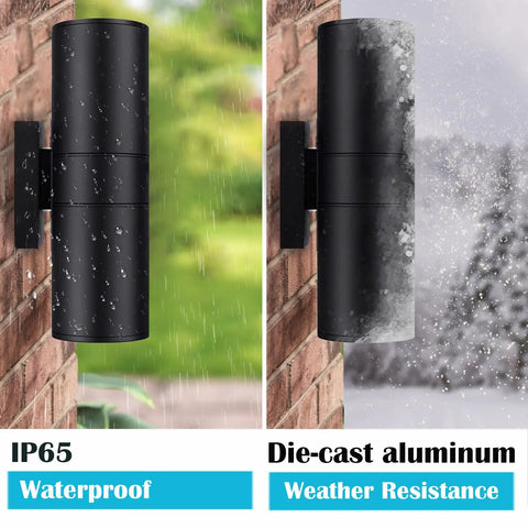 Exterior Up Down Outdoor Wall Lights With Remote Control RGB Color Changing 1200 Lumen Warm White 3000K weatherproof IP65 rated